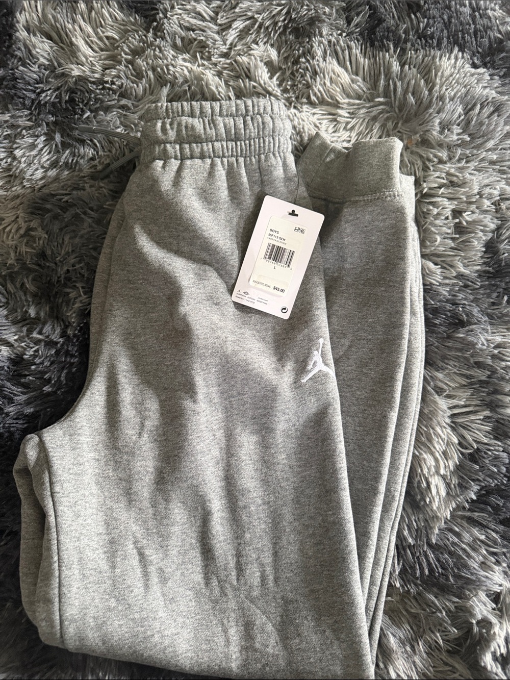 Jordan Kids Gray Fleece Joggers with Jumpman Logo